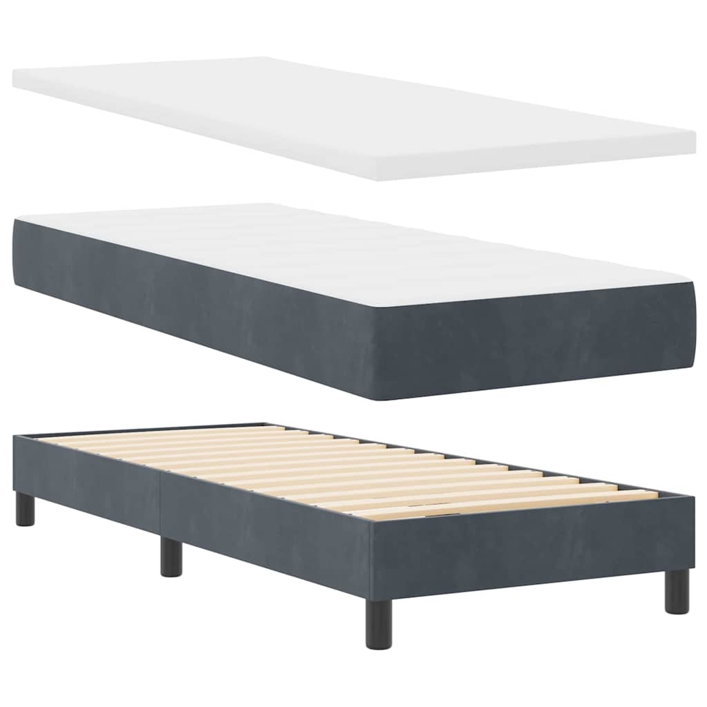 Boxspringbed met hoofdeinde Donkergrijs 80 x 200 cm Fluweel is nu te koop bij PeponiXL, paradijselijk wonen!