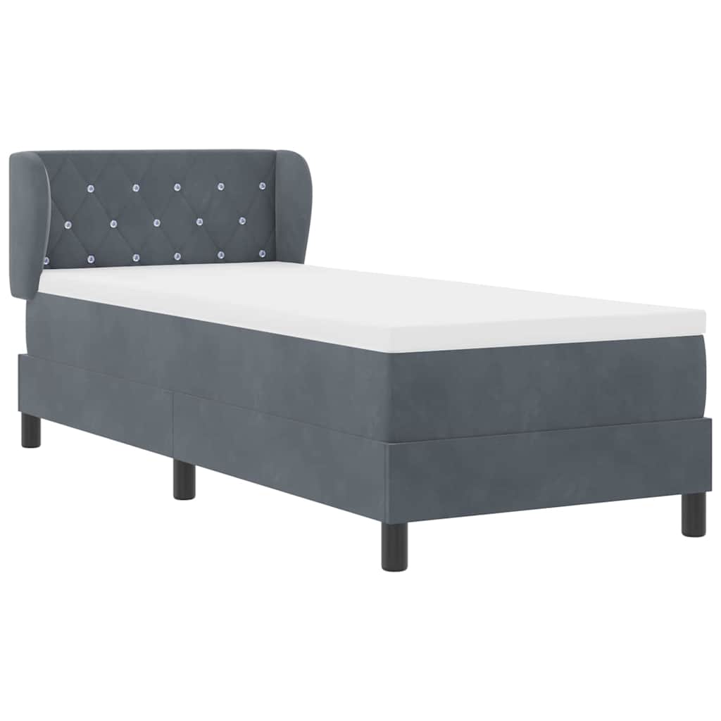 Boxspringbed met hoofdeinde Donkergrijs 80 x 200 cm Fluweel is nu te koop bij PeponiXL, paradijselijk wonen!