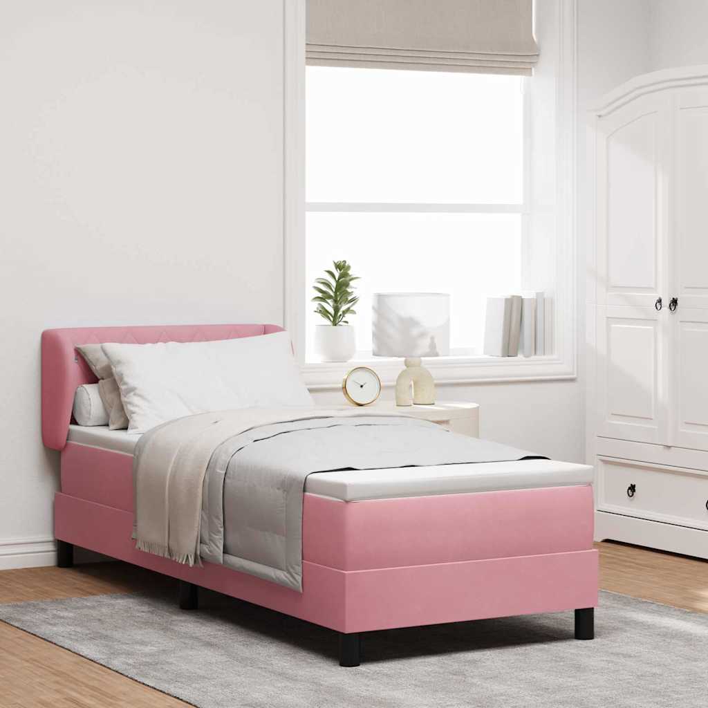 Boxspringbed met hoofdeinde Roze 80 x 200 cm Fluweel is nu te koop bij PeponiXL, paradijselijk wonen!