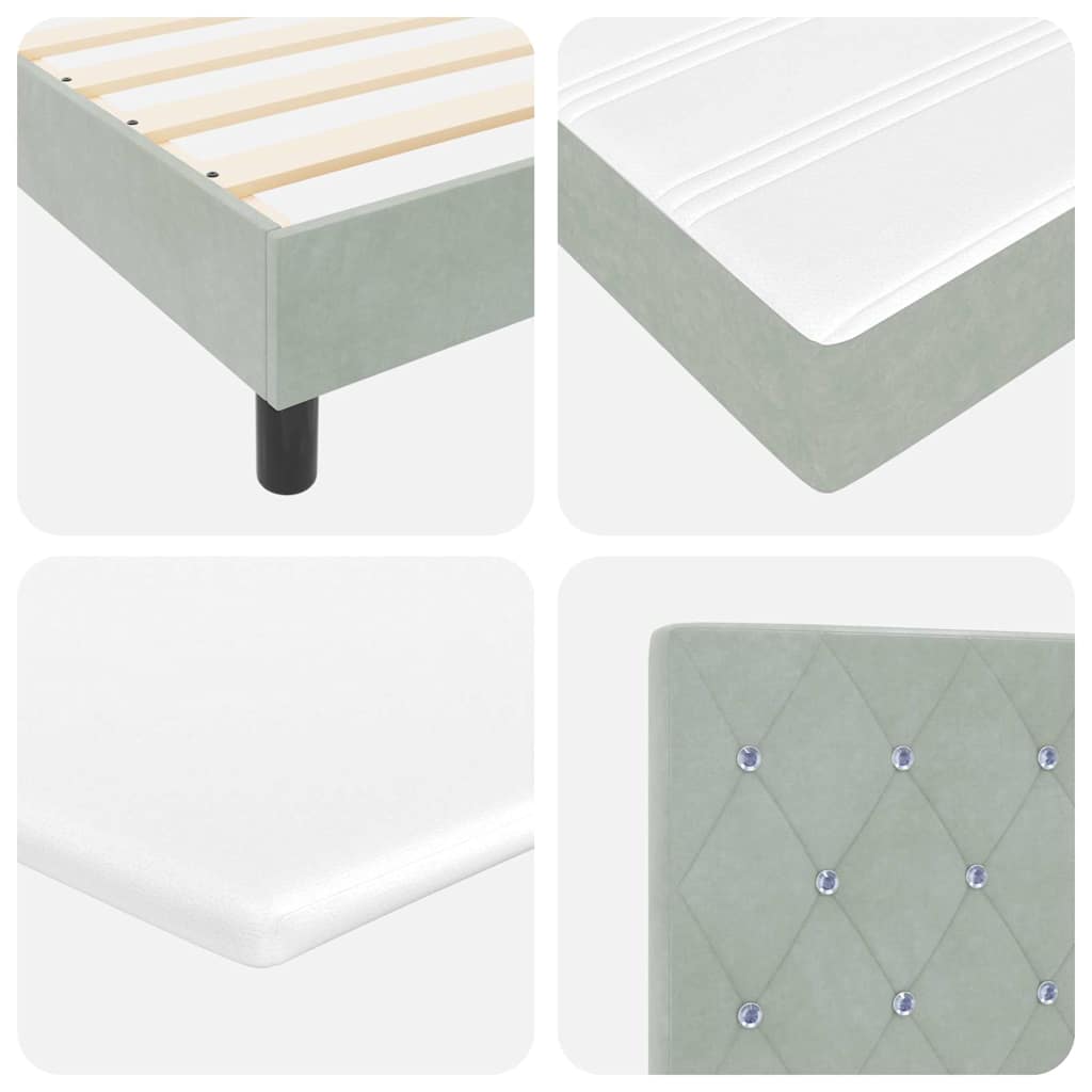 Boxspringbed met hoofdeinde Lichtgrijs 90 x 190 cm Fluweel is nu te koop bij PeponiXL, paradijselijk wonen!