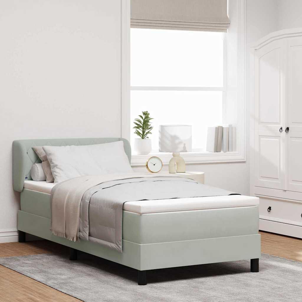 Boxspringbed met hoofdeinde Lichtgrijs 90 x 190 cm Fluweel is nu te koop bij PeponiXL, paradijselijk wonen!