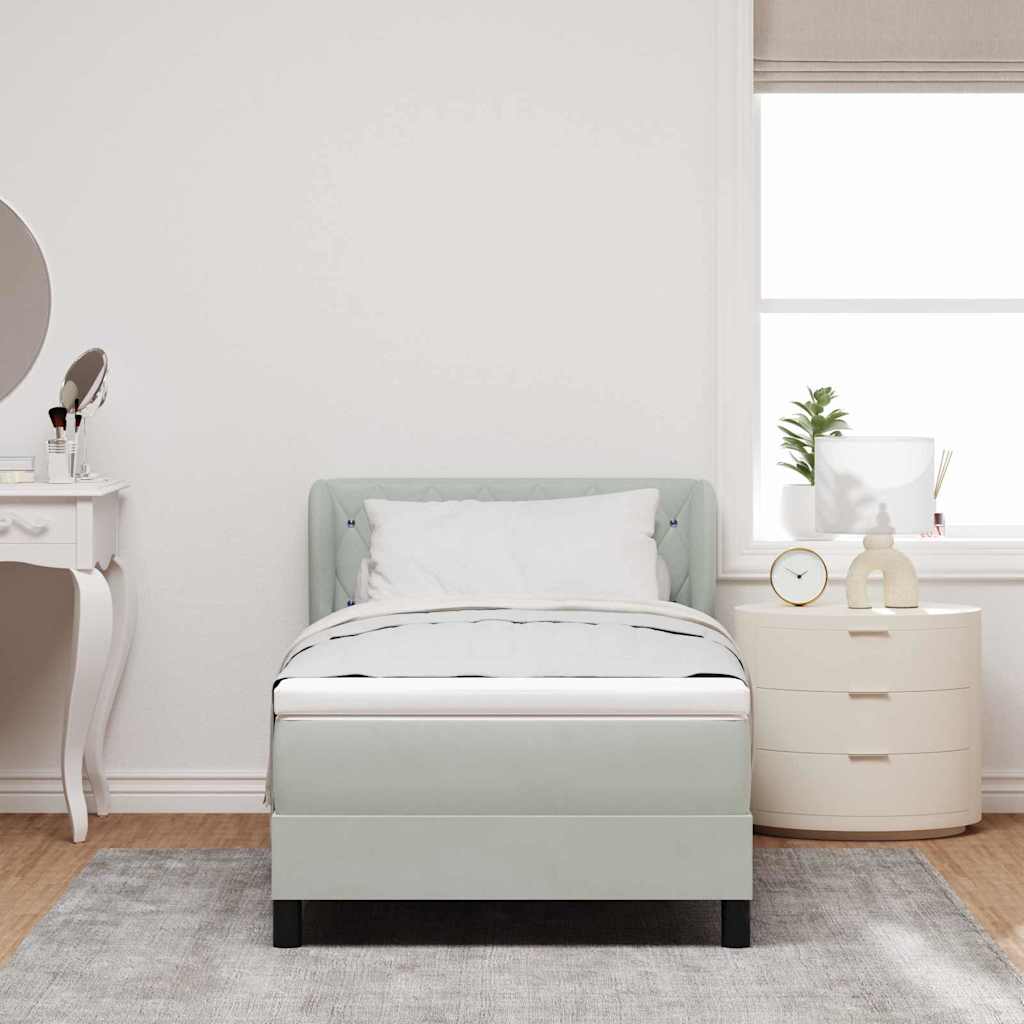 Boxspringbed met hoofdeinde Lichtgrijs 90 x 190 cm Fluweel is nu te koop bij PeponiXL, paradijselijk wonen!