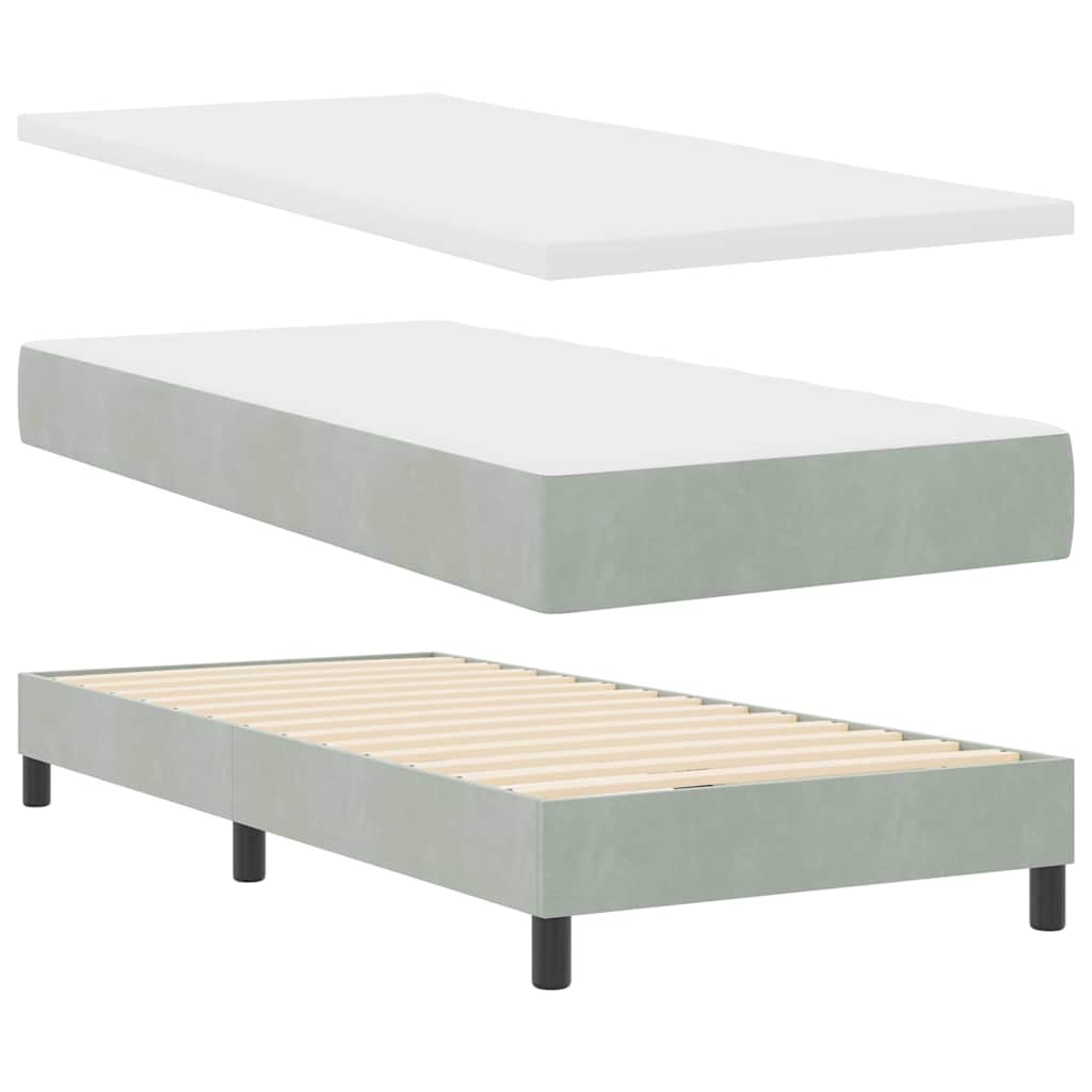 Boxspringbed met hoofdeinde Lichtgrijs 90 x 190 cm Fluweel is nu te koop bij PeponiXL, paradijselijk wonen!