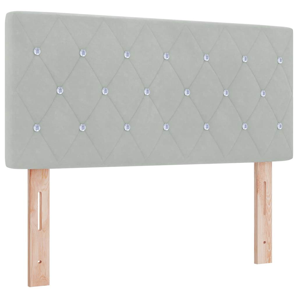 Boxspringbed met hoofdeinde Lichtgrijs 90 x 190 cm Fluweel is nu te koop bij PeponiXL, paradijselijk wonen!