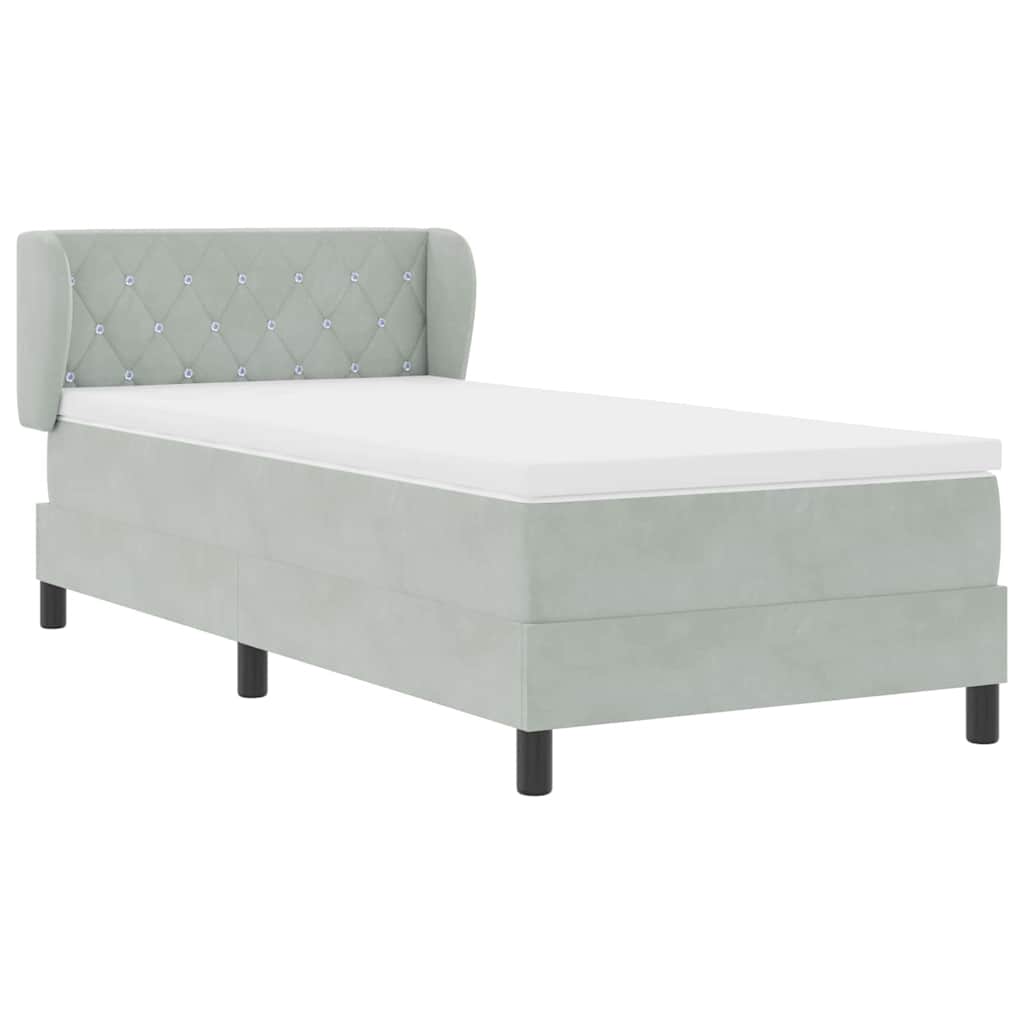 Boxspringbed met hoofdeinde Lichtgrijs 90 x 190 cm Fluweel is nu te koop bij PeponiXL, paradijselijk wonen!