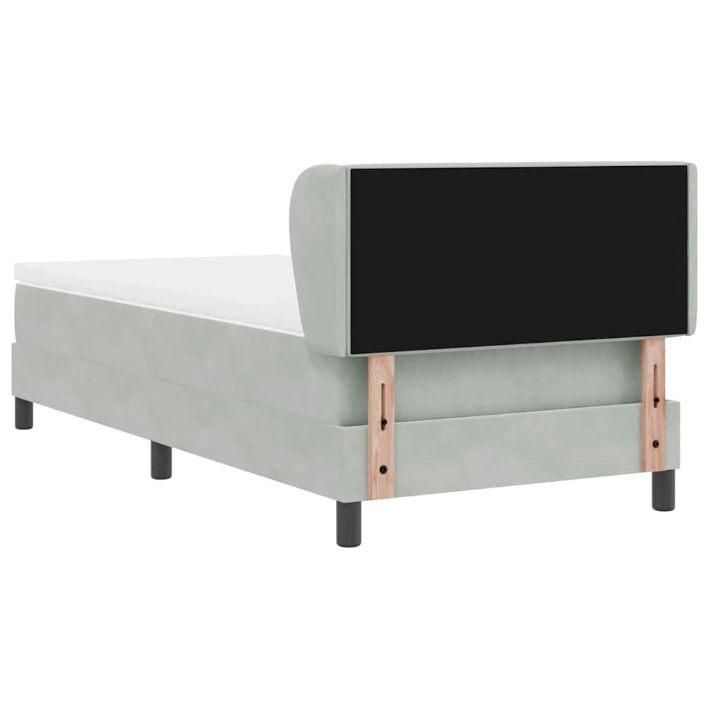 Boxspringbed met hoofdeinde Lichtgrijs 90 x 190 cm Fluweel is nu te koop bij PeponiXL, paradijselijk wonen!