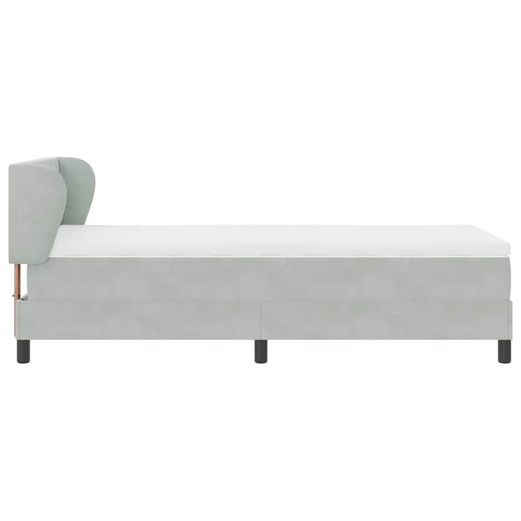 Boxspringbed met hoofdeinde Lichtgrijs 90 x 190 cm Fluweel is nu te koop bij PeponiXL, paradijselijk wonen!