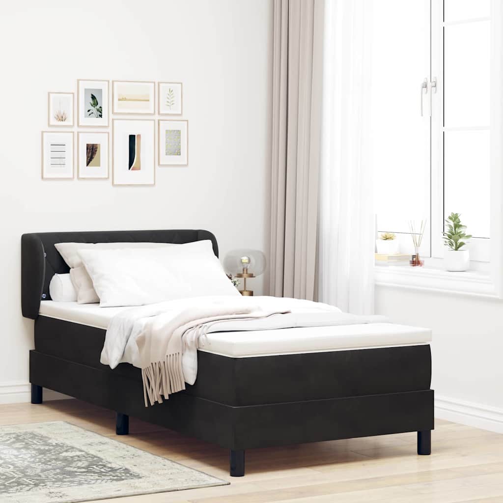 Boxspringbed met hoofdeinde Zwart 90 x 190 cm Fluweel is nu te koop bij PeponiXL, paradijselijk wonen!