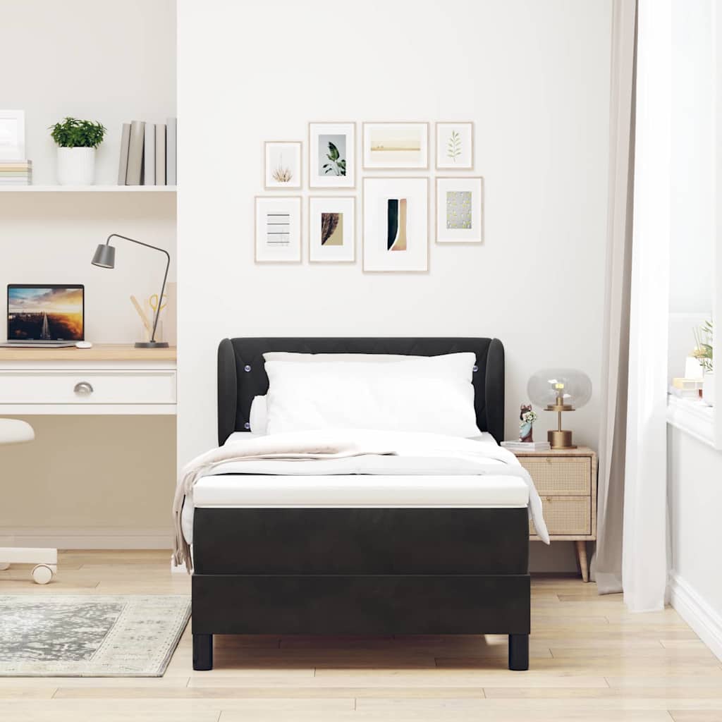 Boxspringbed met hoofdeinde Zwart 90 x 190 cm Fluweel is nu te koop bij PeponiXL, paradijselijk wonen!