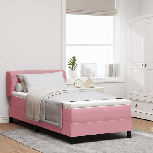 Boxspringbed met hoofdeinde Roze 90 x 190 cm Fluweel is nu te koop bij PeponiXL, paradijselijk wonen!
