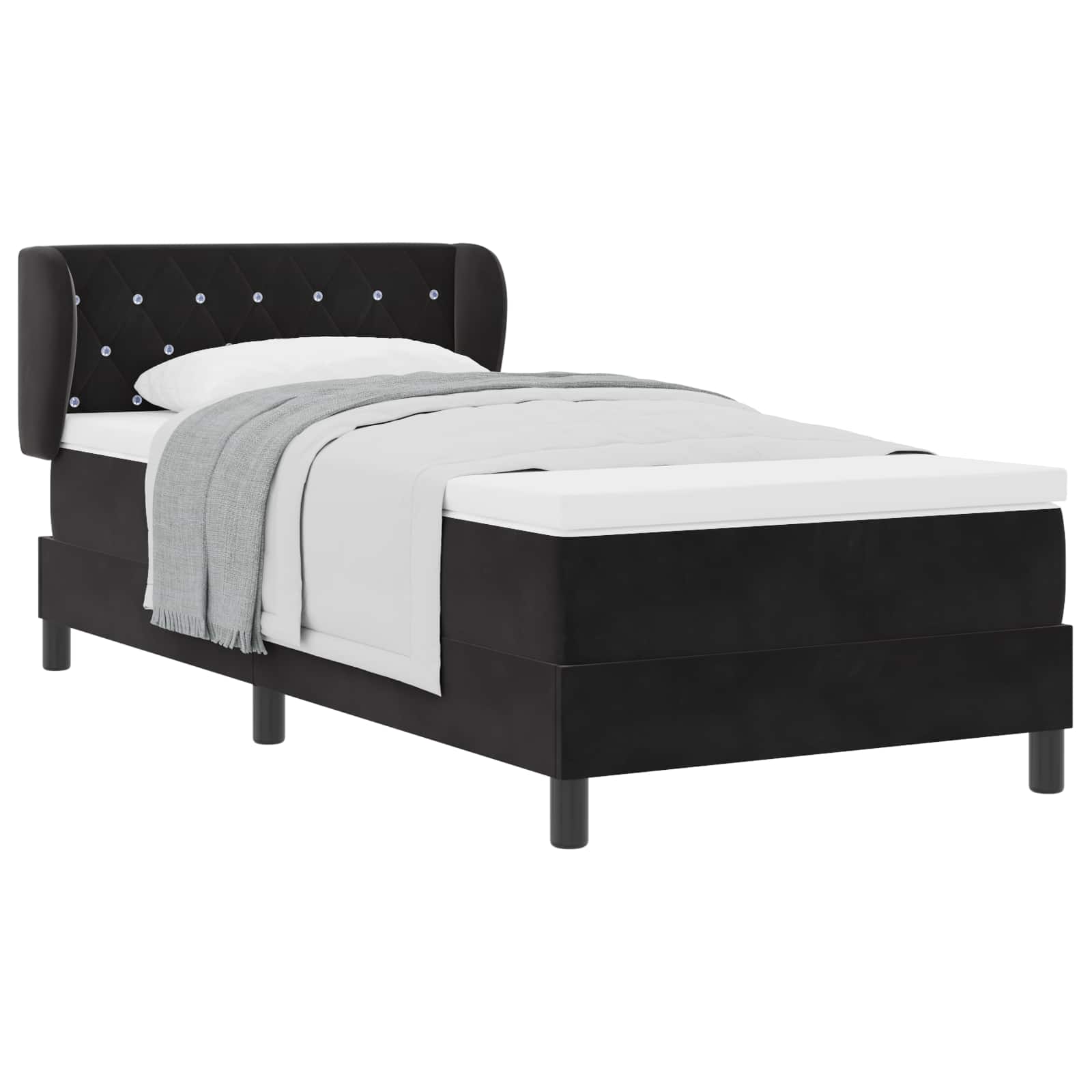 Boxspringbed met hoofdeinde Zwart 90 x 200 cm Fluweel is nu te koop bij PeponiXL, paradijselijk wonen!