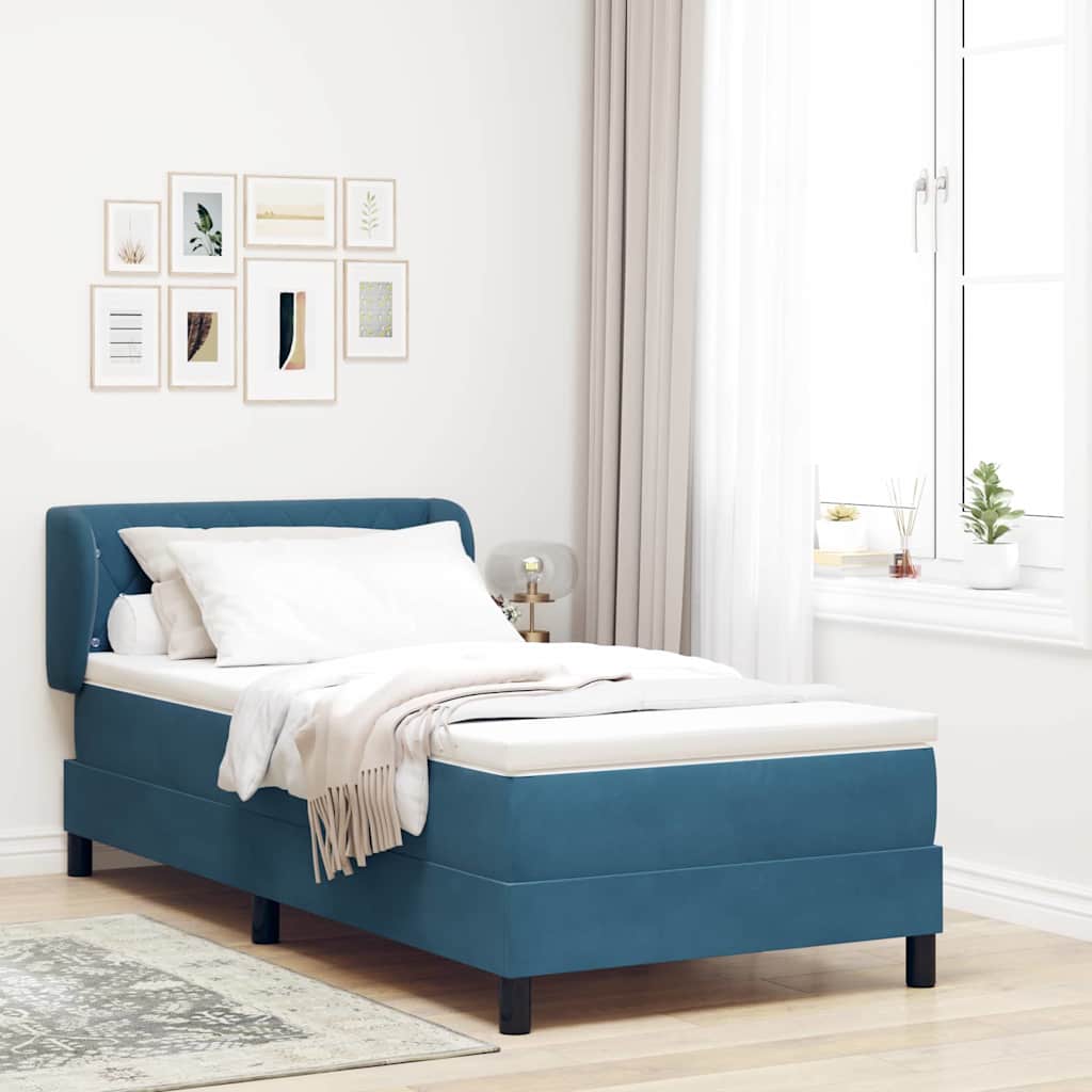 Boxspringbed met hoofdeinde Donkerblauw 90 x 200 cm Fluweel is nu te koop bij PeponiXL, paradijselijk wonen!