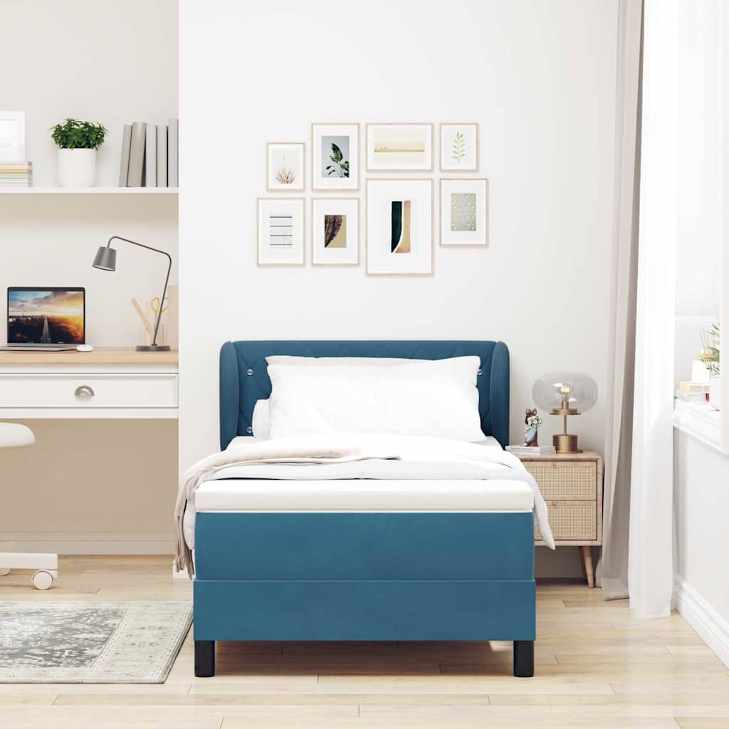 Boxspringbed met hoofdeinde Donkerblauw 90 x 200 cm Fluweel is nu te koop bij PeponiXL, paradijselijk wonen!