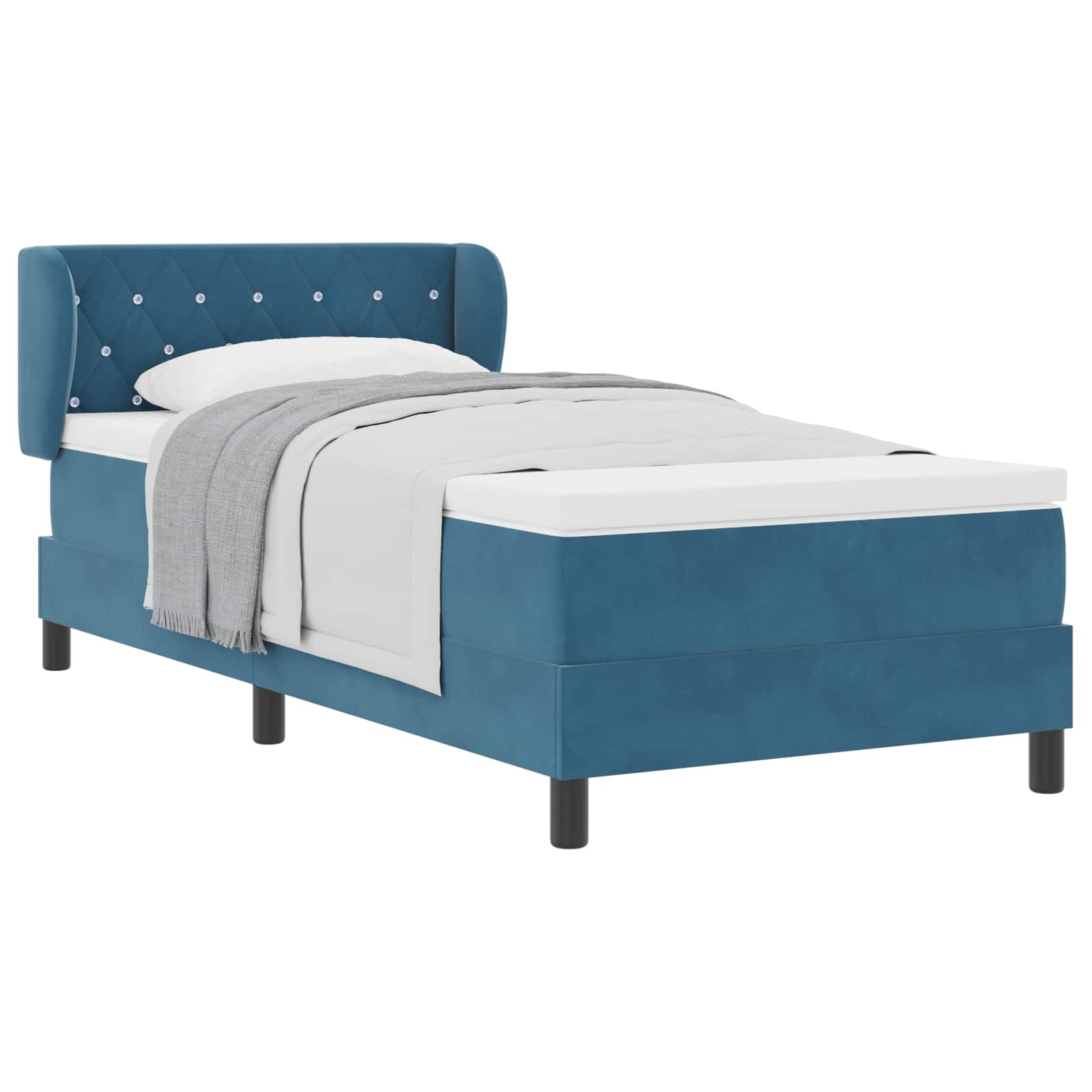 Boxspringbed met hoofdeinde Donkerblauw 90 x 200 cm Fluweel is nu te koop bij PeponiXL, paradijselijk wonen!