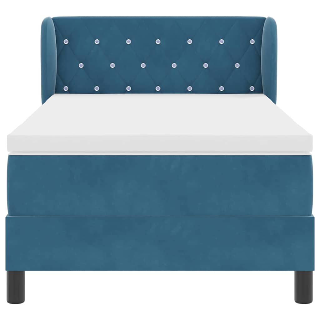 Boxspringbed met hoofdeinde Donkerblauw 90 x 200 cm Fluweel is nu te koop bij PeponiXL, paradijselijk wonen!