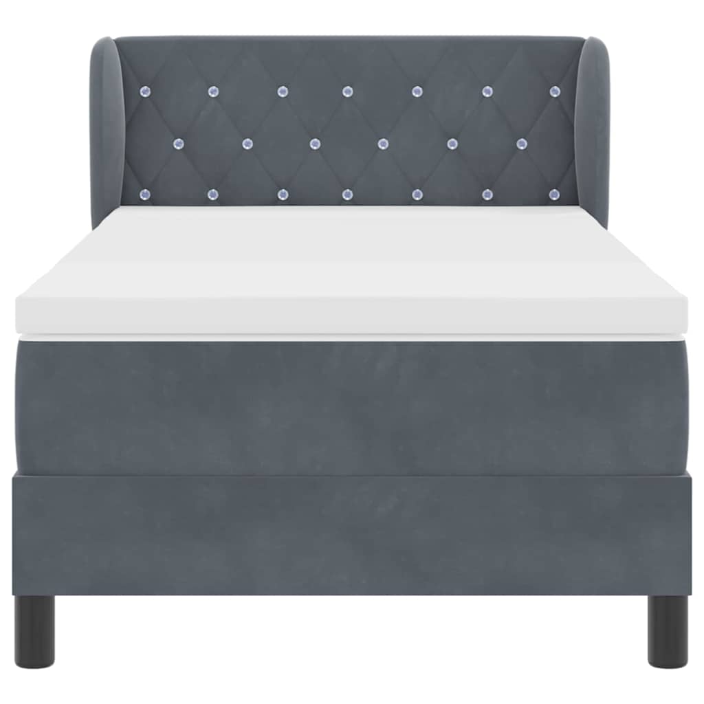 Boxspringbed met matras Donkergrijs 100 x 200 cm Fluweel is nu te koop bij PeponiXL, paradijselijk wonen!