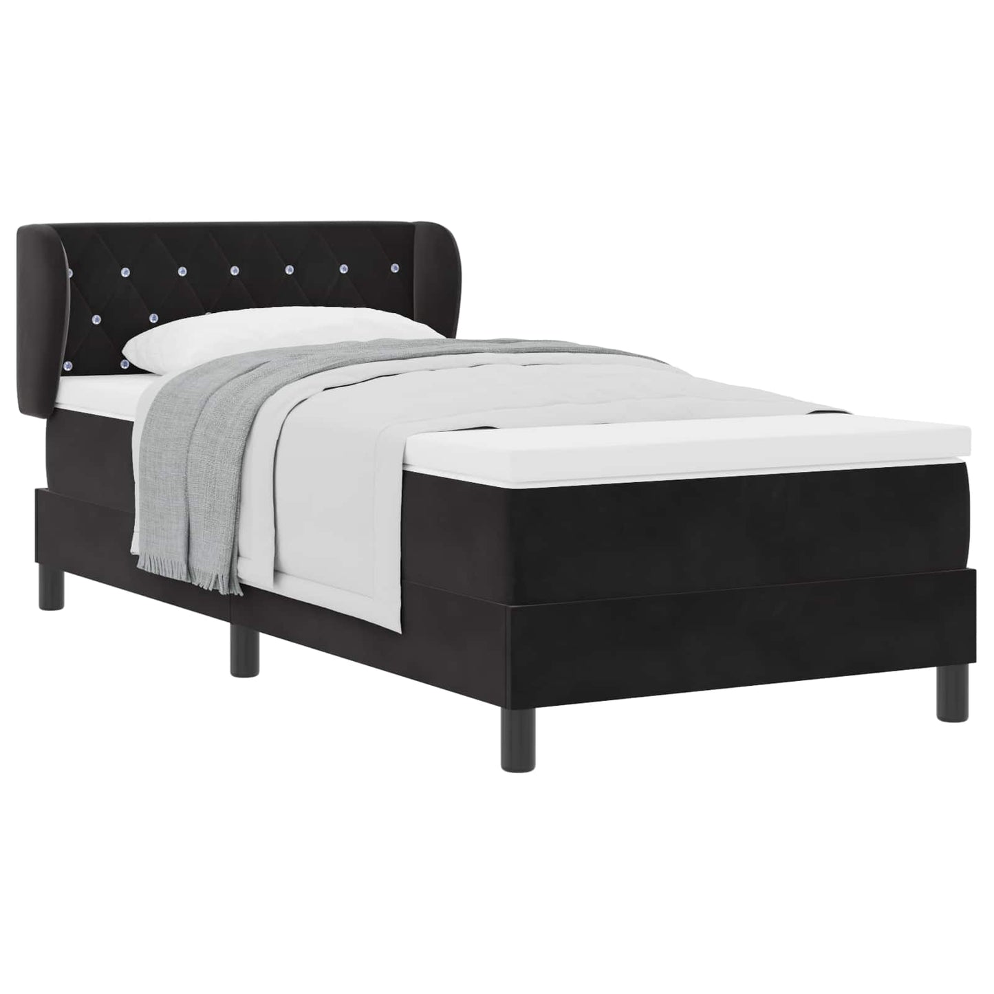 Boxspringbed met hoofdeinde Zwart 100 x 200 cm Fluweel is nu te koop bij PeponiXL, paradijselijk wonen!