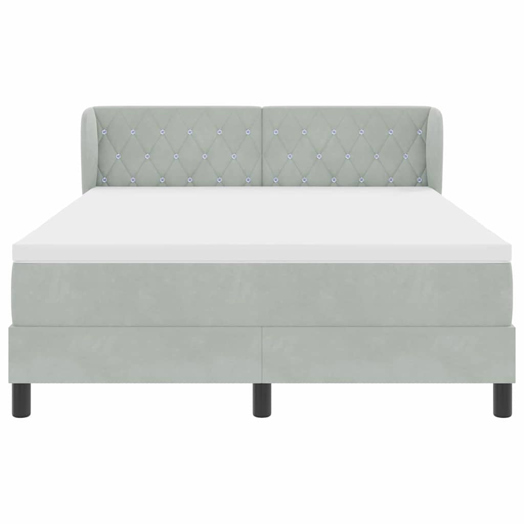Boxspringbed met hoofdeinde Lichtgrijs 140 x 200 cm Fluweel is nu te koop bij PeponiXL, paradijselijk wonen!