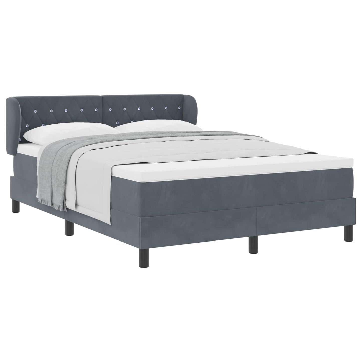 Boxspringbed met hoofdeinde Donkergrijs 140 x 200 cm Fluweel is nu te koop bij PeponiXL, paradijselijk wonen!
