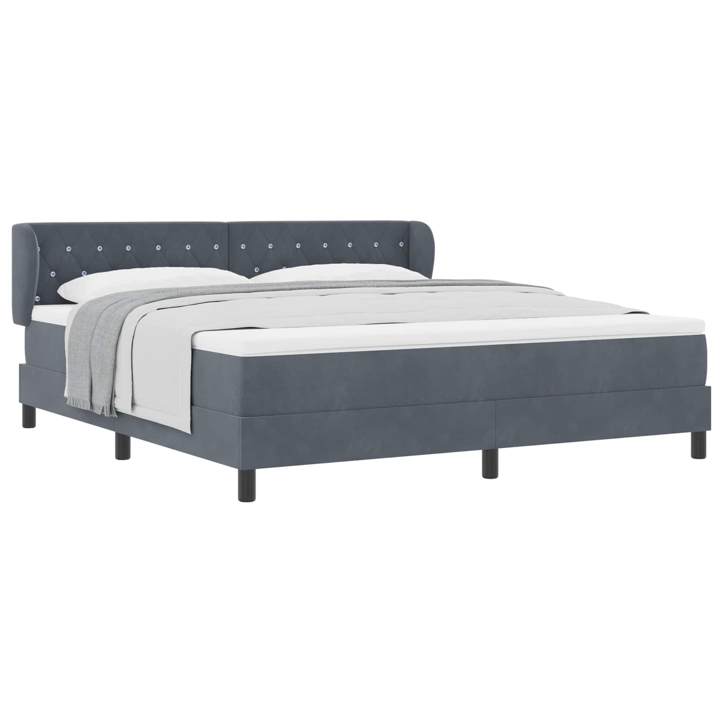 Boxspringbed met hoofdeinde Donkergrijs 180 x 200 cm Fluweel is nu te koop bij PeponiXL, paradijselijk wonen!