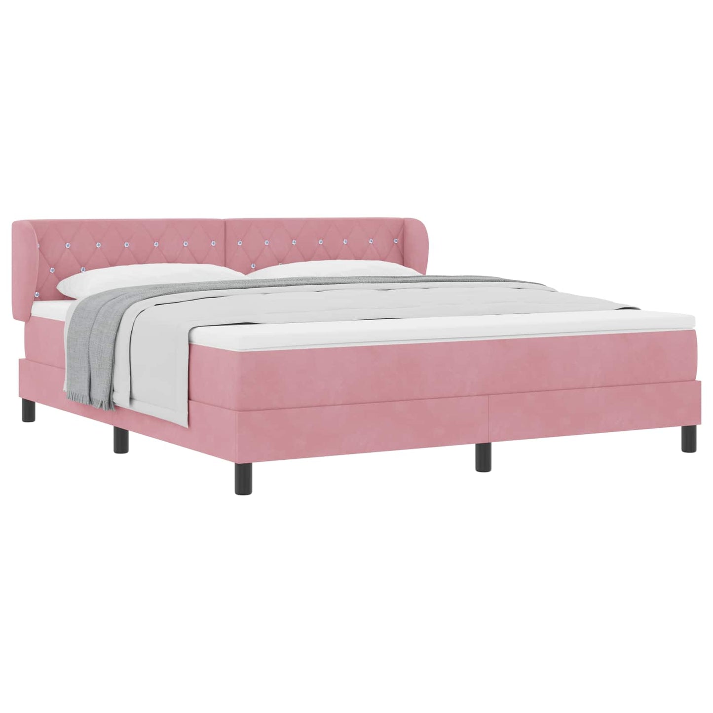 Boxspringbed met hoofdeinde Roze 180 x 200 cm Fluweel is nu te koop bij PeponiXL, paradijselijk wonen!