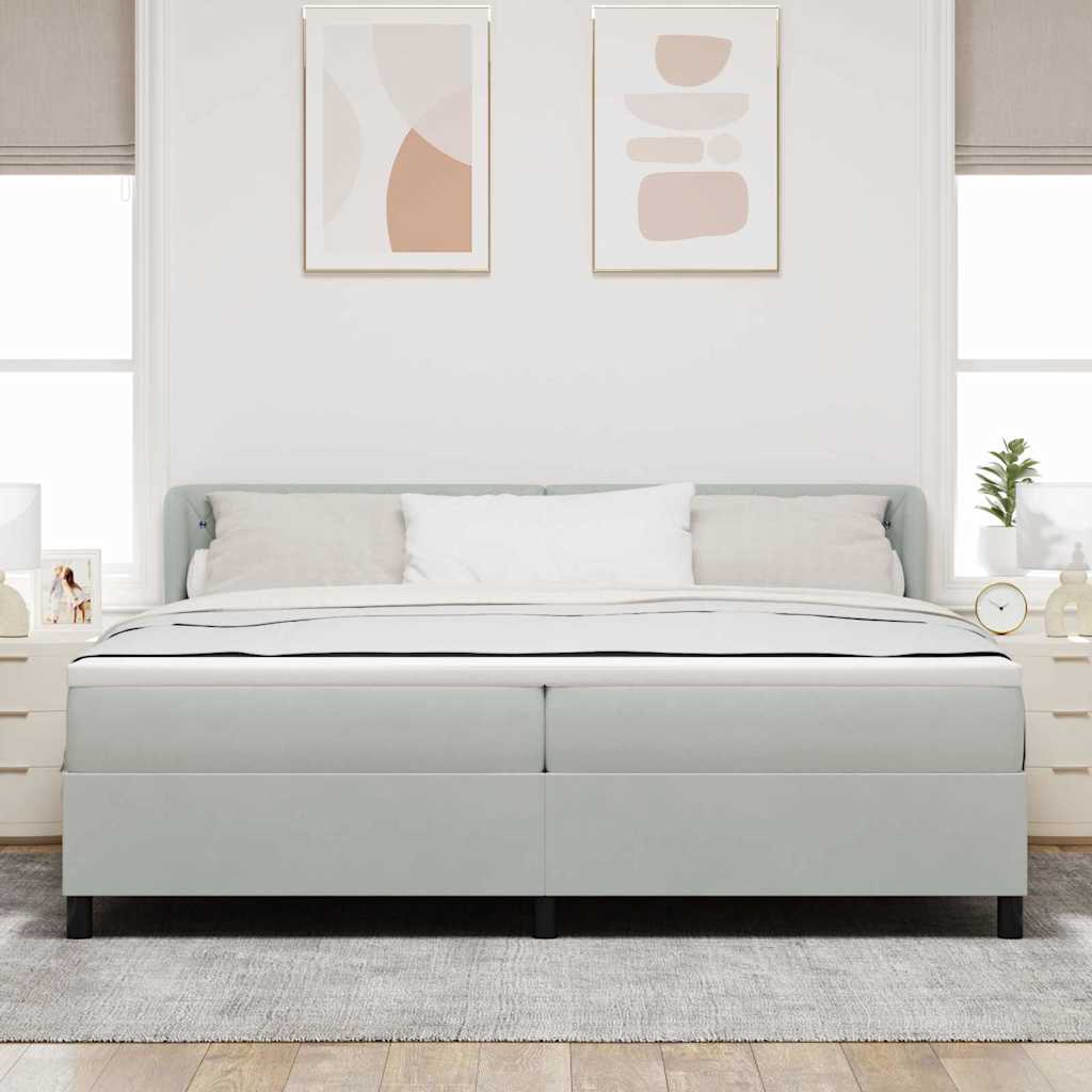 Boxspringbed met matras Lichtgrijs 200 x 200 cm Fluweel is nu te koop bij PeponiXL, paradijselijk wonen!