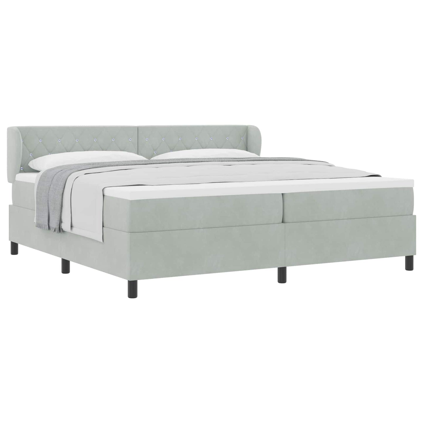 Boxspringbed met matras Lichtgrijs 200 x 200 cm Fluweel is nu te koop bij PeponiXL, paradijselijk wonen!
