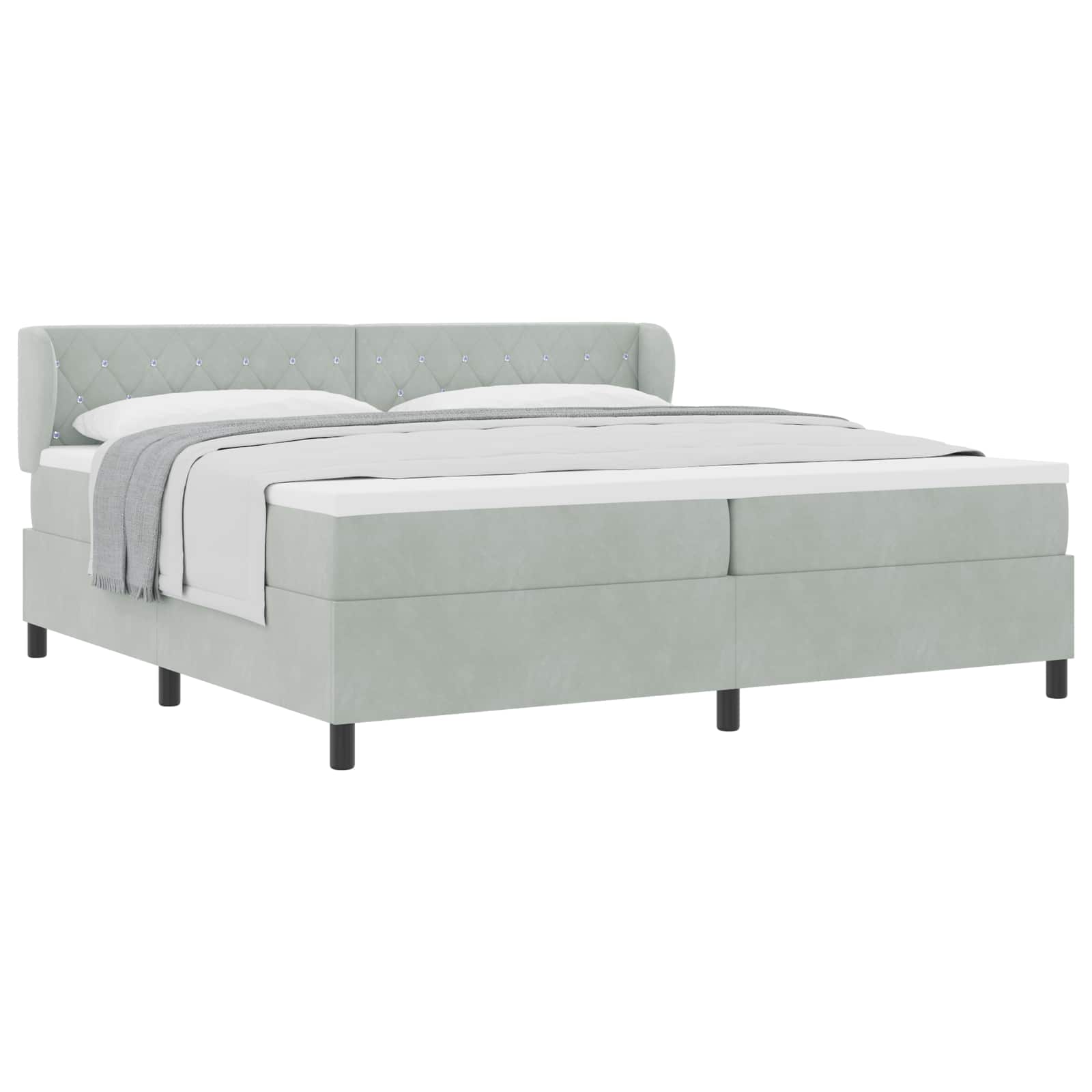 Boxspringbed met matras Lichtgrijs 200 x 200 cm Fluweel is nu te koop bij PeponiXL, paradijselijk wonen!