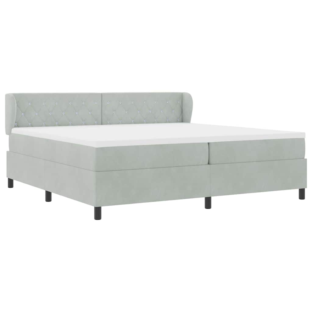 Boxspringbed met matras Lichtgrijs 200 x 200 cm Fluweel is nu te koop bij PeponiXL, paradijselijk wonen!