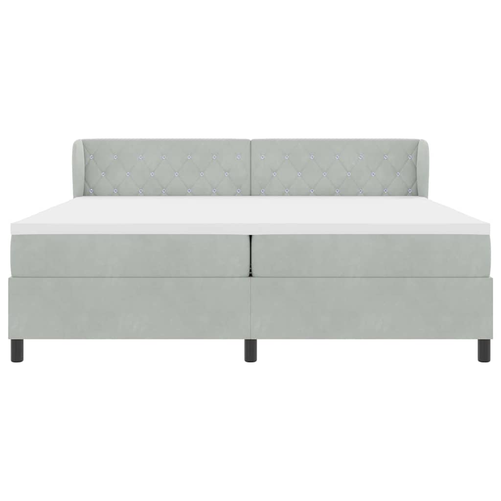 Boxspringbed met matras Lichtgrijs 200 x 200 cm Fluweel is nu te koop bij PeponiXL, paradijselijk wonen!