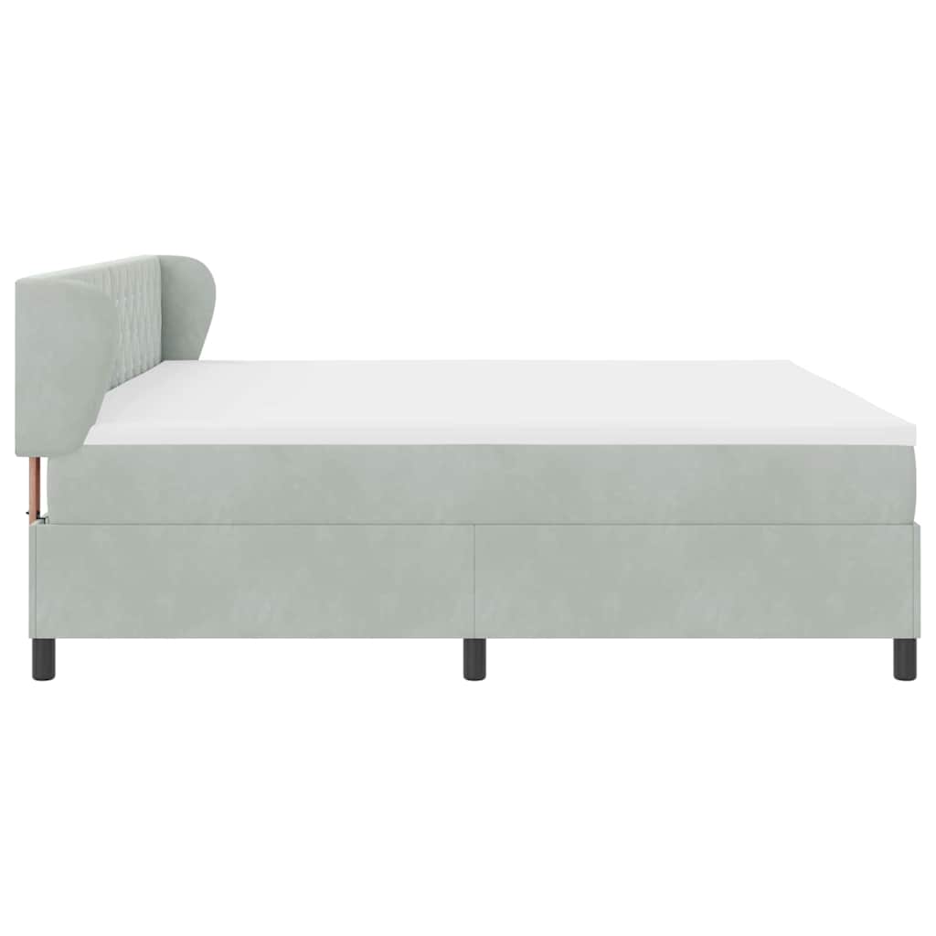 Boxspringbed met matras Lichtgrijs 200 x 200 cm Fluweel is nu te koop bij PeponiXL, paradijselijk wonen!