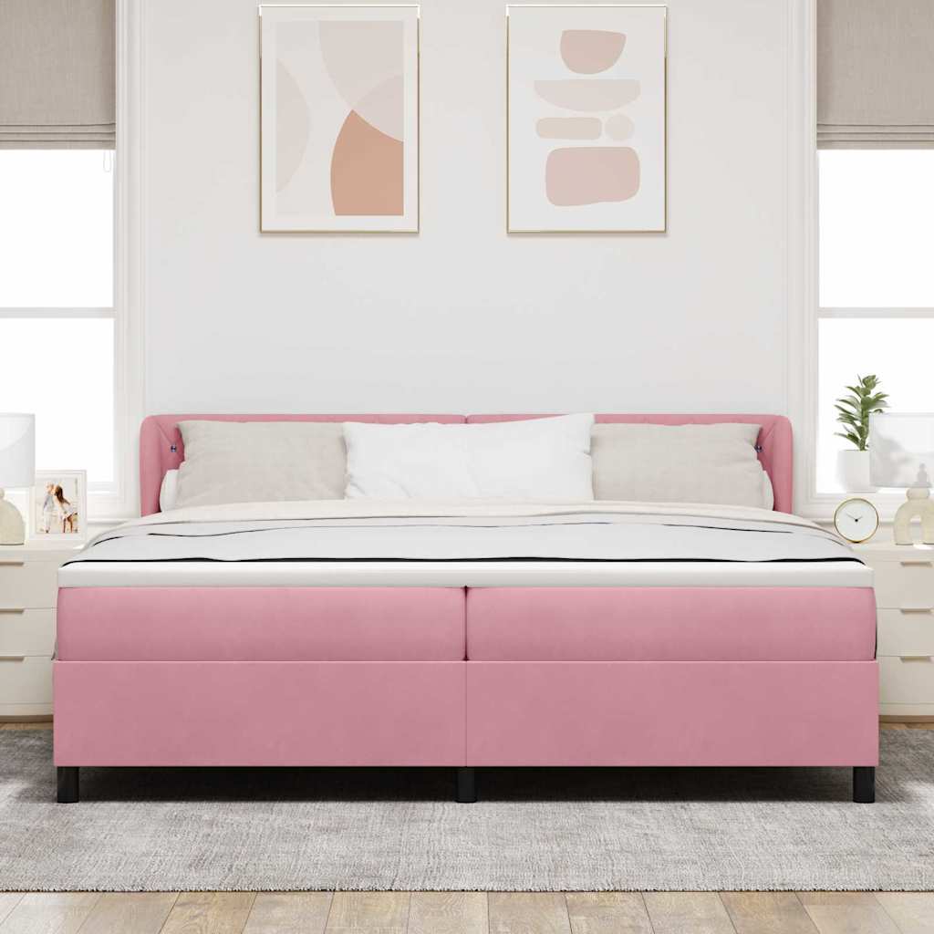 Boxspringbed met hoofdeinde Roze 200 x 200 cm Fluweel