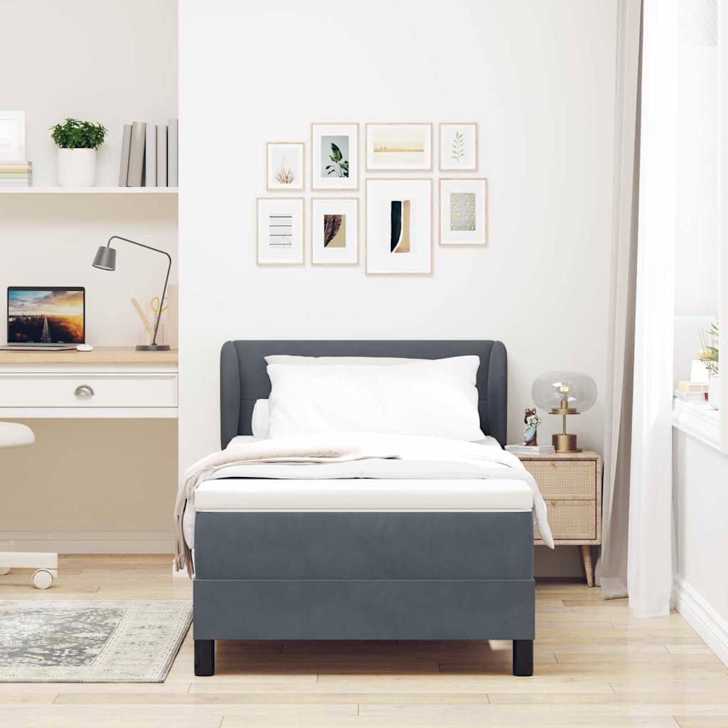 Boxspringbed met hoofdeinde Donkergrijs 80 x 200 cm Fluweel is nu te koop bij PeponiXL, paradijselijk wonen!