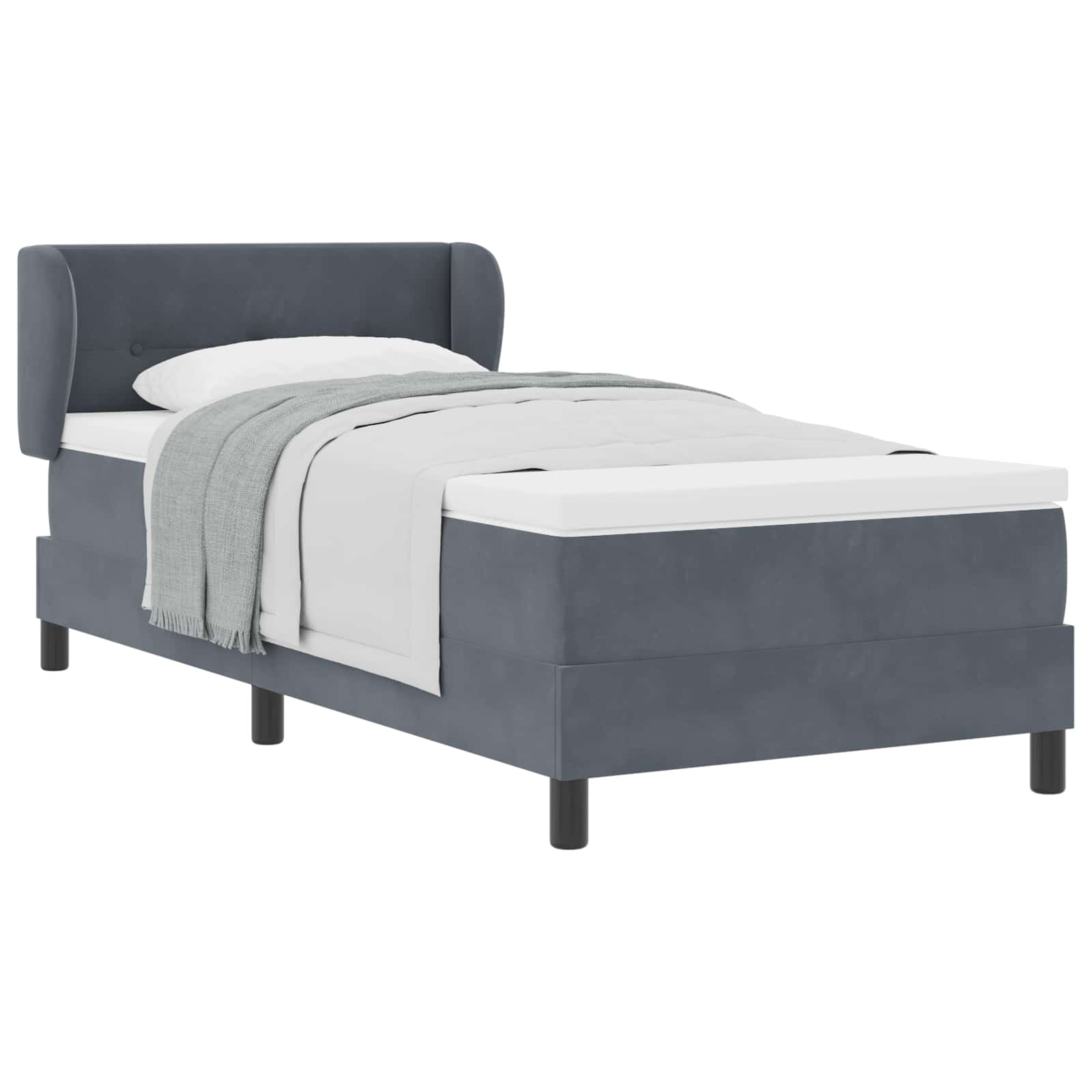 Boxspringbed met hoofdeinde Donkergrijs 80 x 200 cm Fluweel is nu te koop bij PeponiXL, paradijselijk wonen!
