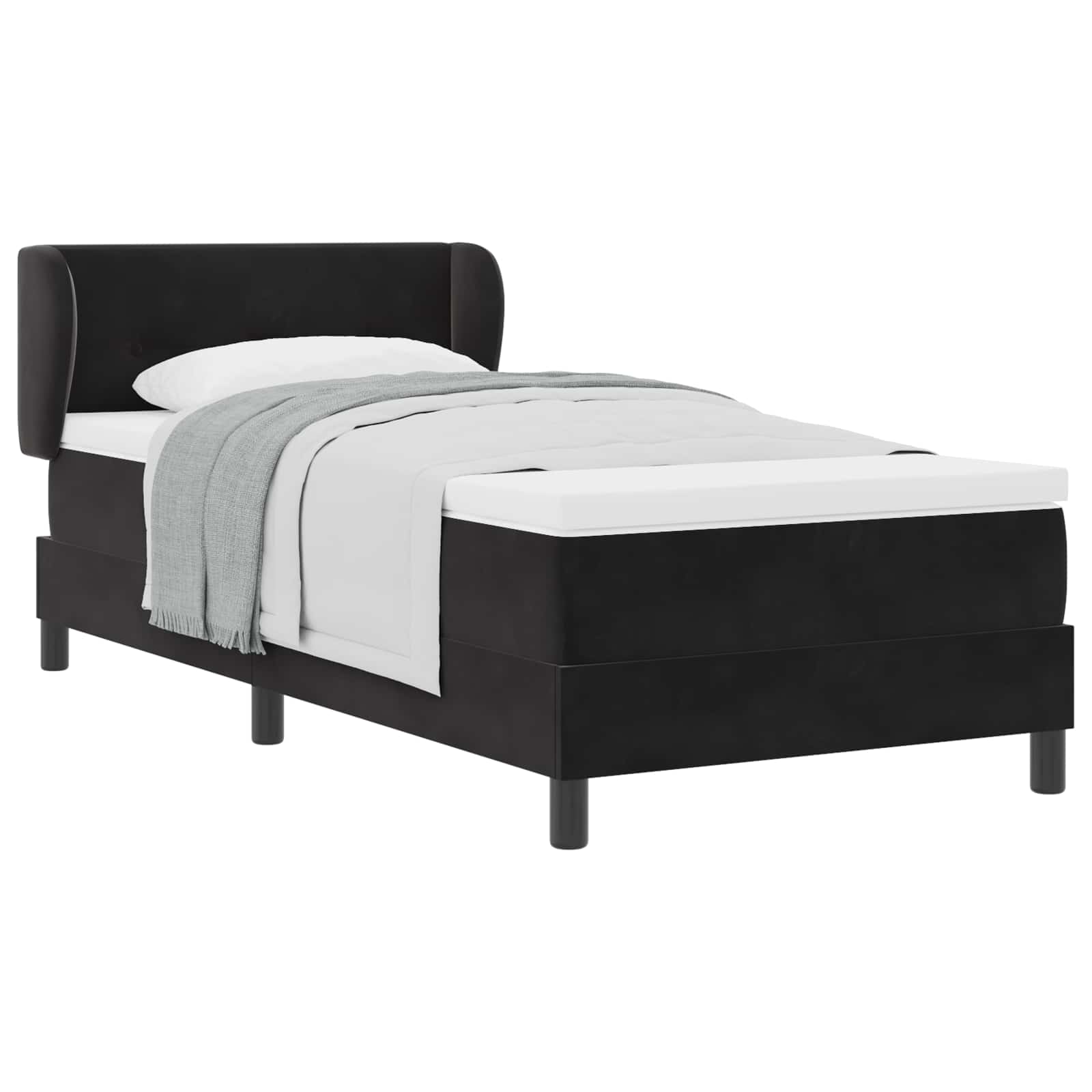 Boxspringbed met hoofdeinde Zwart 80 x 200 cm Fluweel is nu te koop bij PeponiXL, paradijselijk wonen!