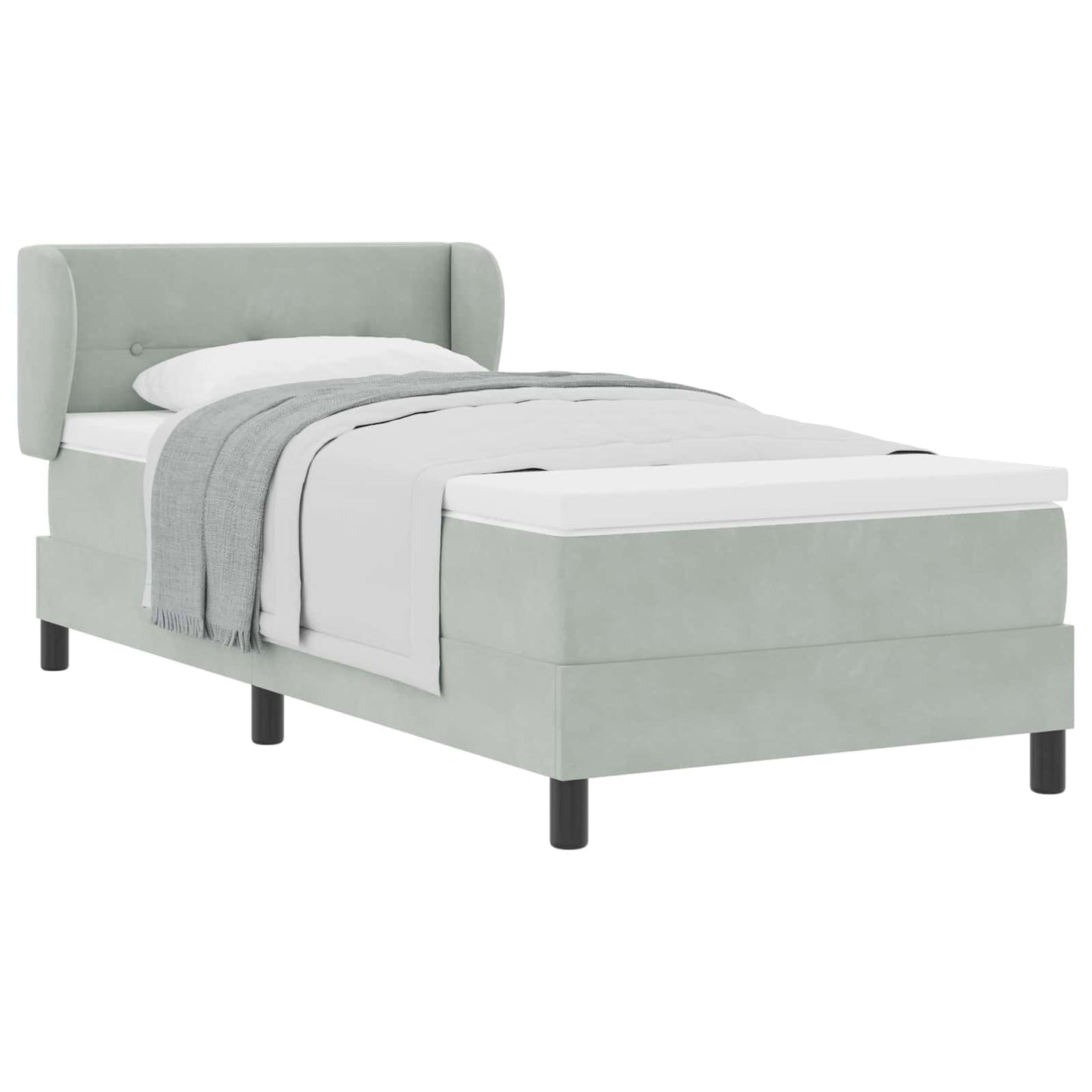 Boxspringbed met hoofdeinde Lichtgrijs 90 x 190 cm Fluweel is nu te koop bij PeponiXL, paradijselijk wonen!