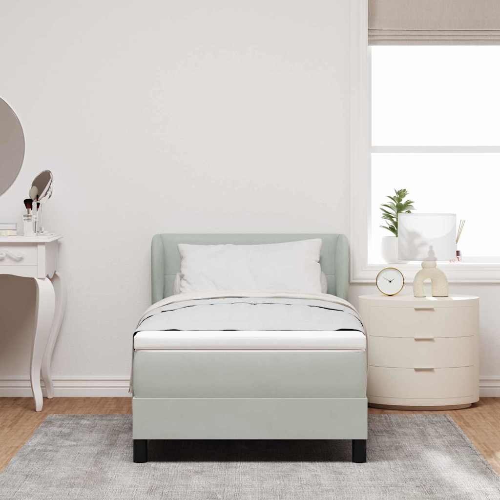 Boxspringbed met hoofdeinde Lichtgrijs 90 x 200 cm Fluweel is nu te koop bij PeponiXL, paradijselijk wonen!