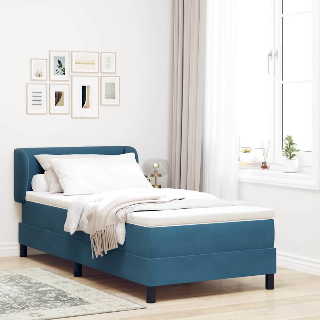 Boxspringbed met hoofdeinde Donkerblauw 90 x 200 cm Fluweel is nu te koop bij PeponiXL, paradijselijk wonen!