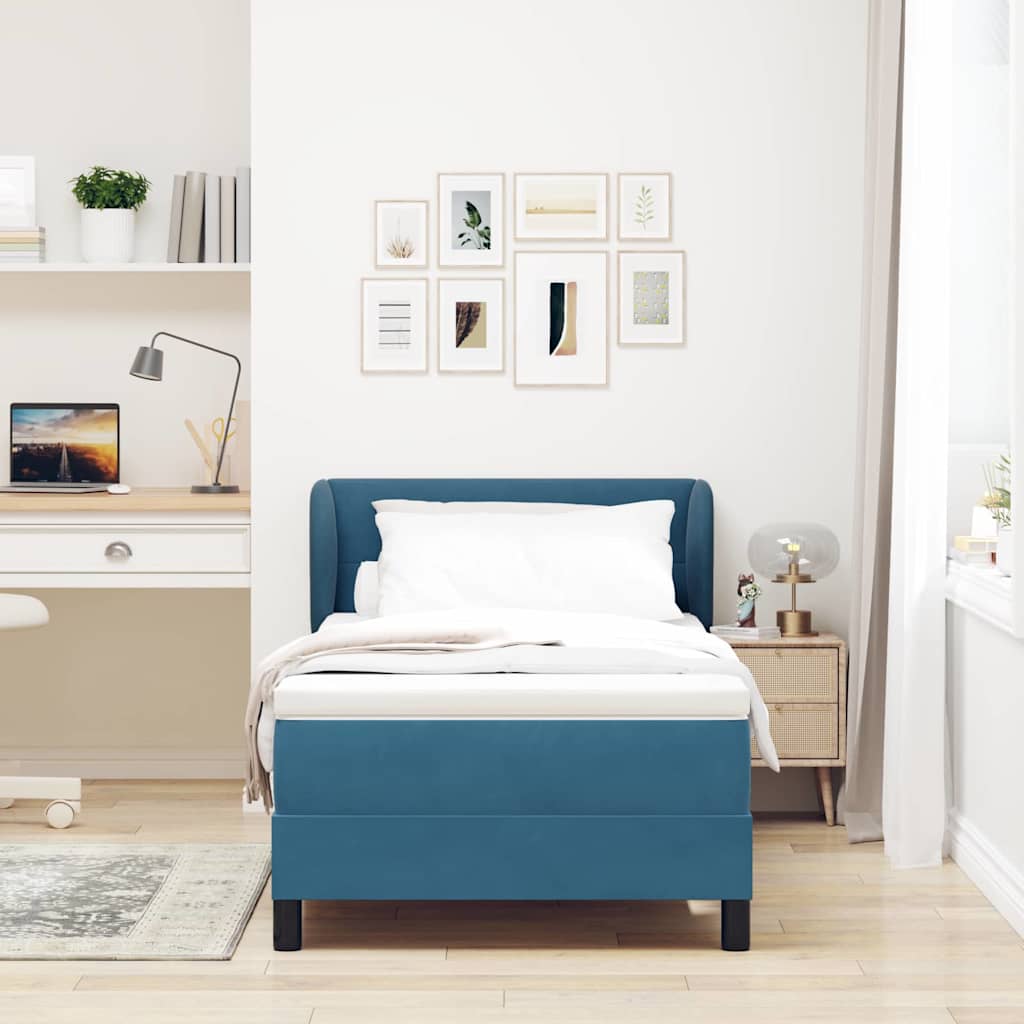 Boxspringbed met hoofdeinde Donkerblauw 90 x 200 cm Fluweel is nu te koop bij PeponiXL, paradijselijk wonen!