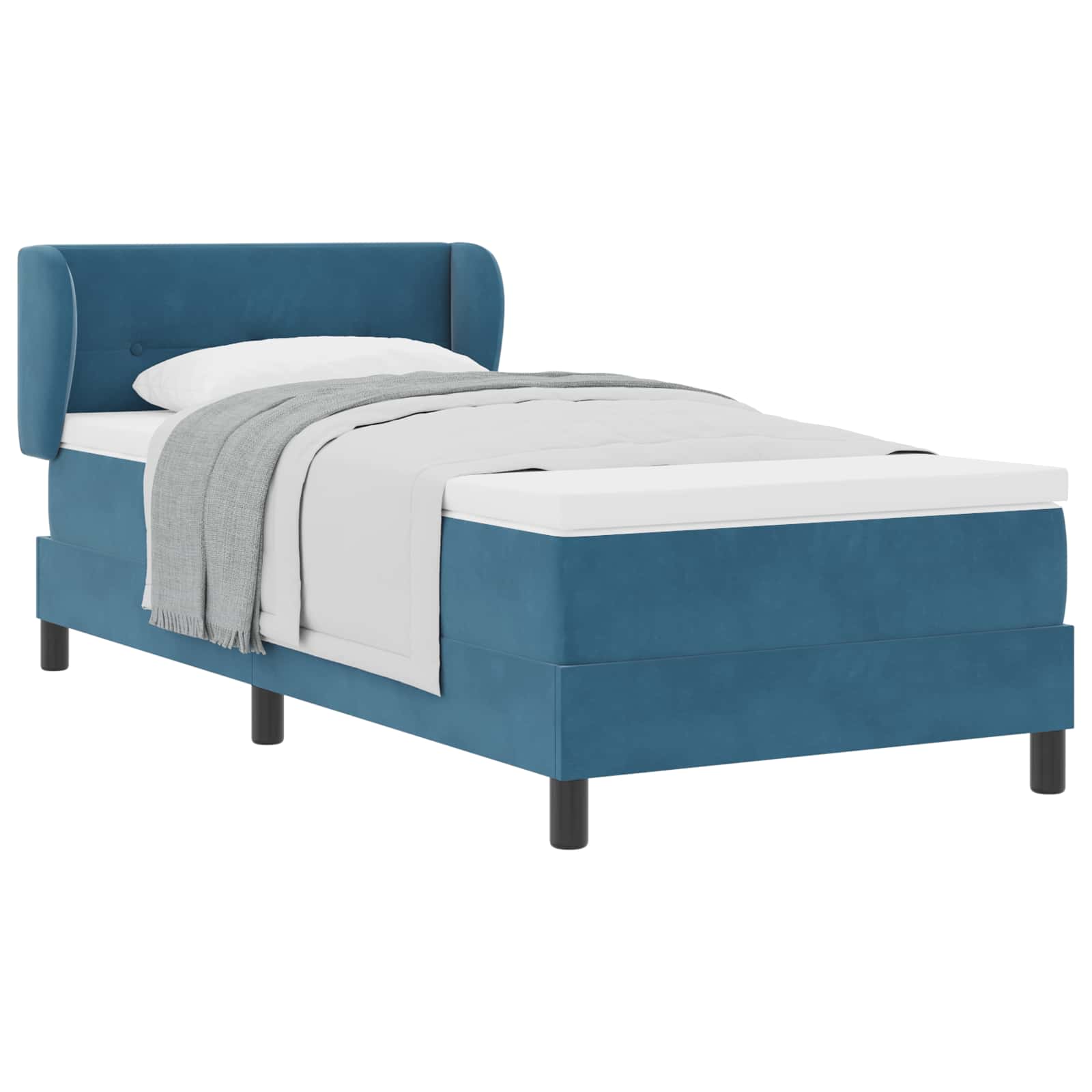 Boxspringbed met hoofdeinde Donkerblauw 90 x 200 cm Fluweel is nu te koop bij PeponiXL, paradijselijk wonen!
