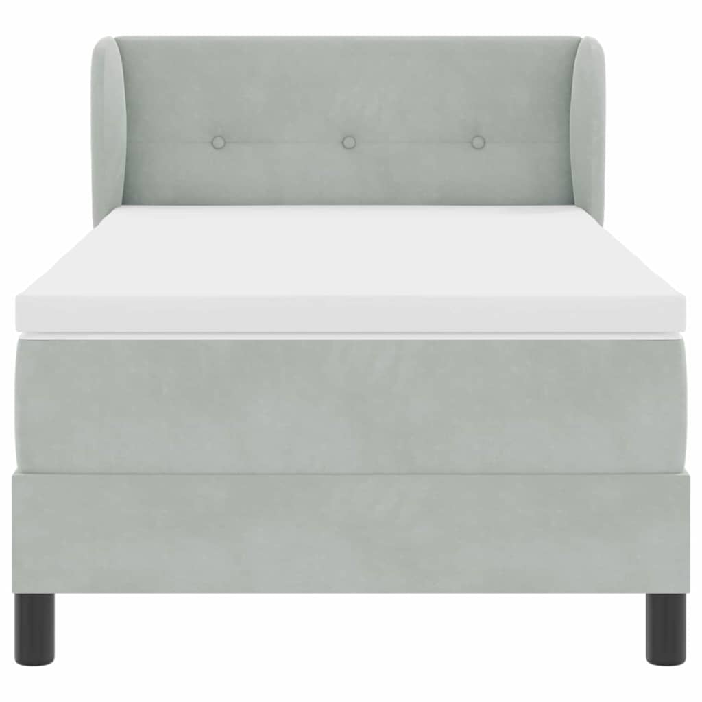 Boxspringbed met hoofdeinde Lichtgrijs 100 x 200 cm Fluweel is nu te koop bij PeponiXL, paradijselijk wonen!