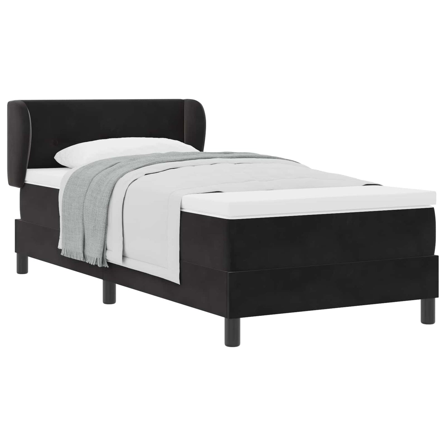 Boxspringbed met hoofdeinde Zwart 100 x 200 cm Fluweel is nu te koop bij PeponiXL, paradijselijk wonen!