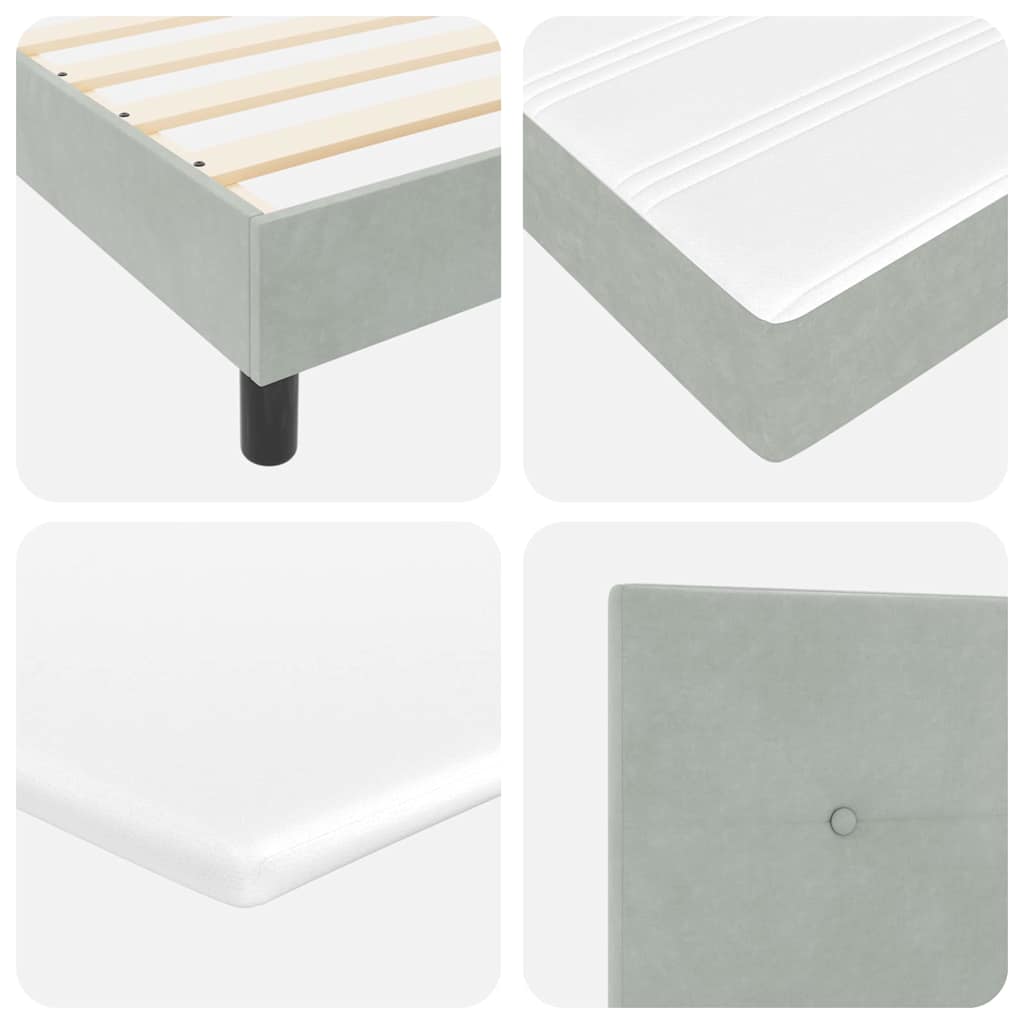 Boxspringbed met hoofdeinde Lichtgrijs 140 x 190 cm Fluweel is nu te koop bij PeponiXL, paradijselijk wonen!