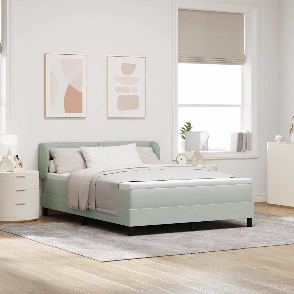 Boxspringbed met hoofdeinde Lichtgrijs 140 x 190 cm Fluweel is nu te koop bij PeponiXL, paradijselijk wonen!