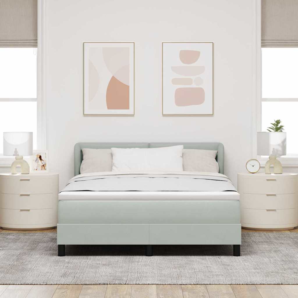 Boxspringbed met hoofdeinde Lichtgrijs 140 x 190 cm Fluweel is nu te koop bij PeponiXL, paradijselijk wonen!