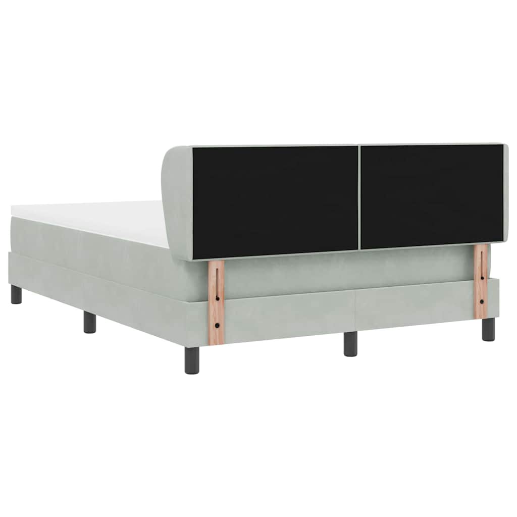 Boxspringbed met hoofdeinde Lichtgrijs 140 x 190 cm Fluweel is nu te koop bij PeponiXL, paradijselijk wonen!