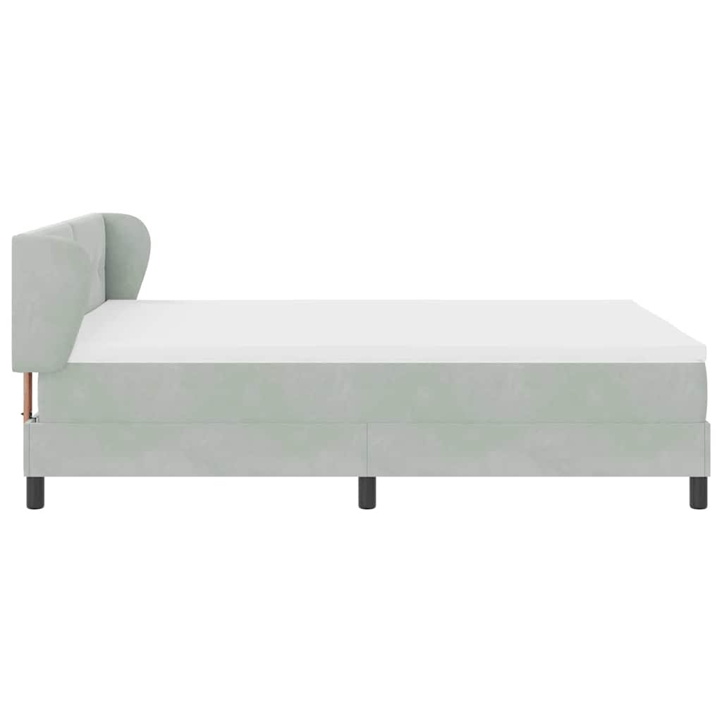 Boxspringbed met hoofdeinde Lichtgrijs 140 x 190 cm Fluweel is nu te koop bij PeponiXL, paradijselijk wonen!