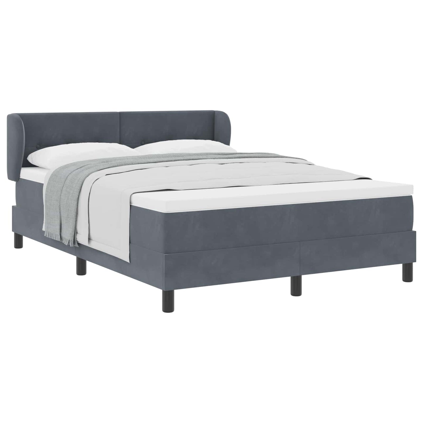 Boxspringbed met hoofdeinde Donkergrijs 140 x 190 cm Fluweel is nu te koop bij PeponiXL, paradijselijk wonen!
