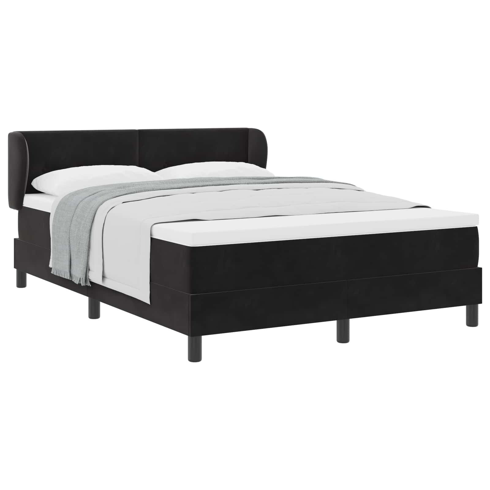 Boxspringbed met hoofdeinde Zwart 140 x 200 cm Fluweel is nu te koop bij PeponiXL, paradijselijk wonen!