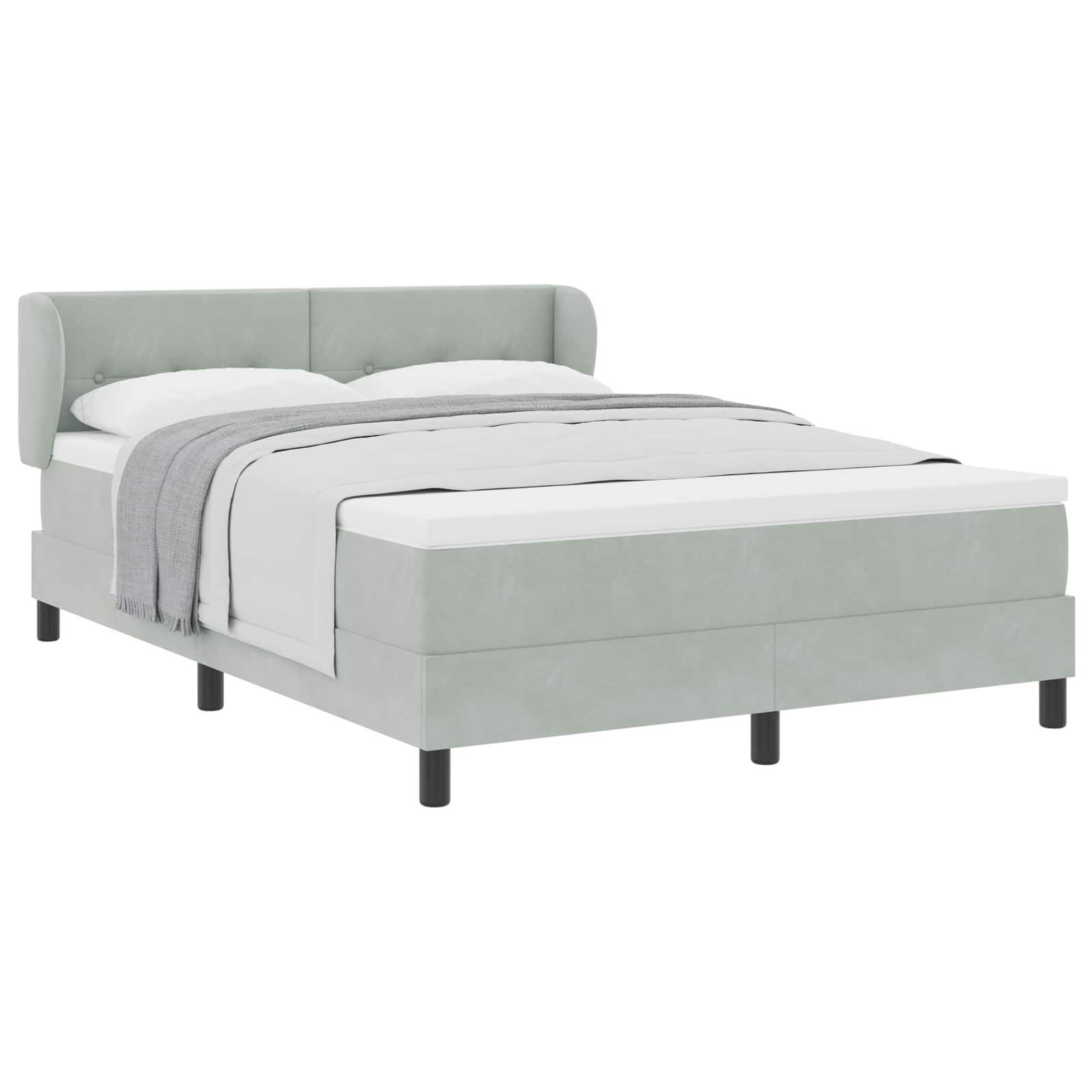 Boxspringbed met hoofdeinde Lichtgrijs 160 x 200 cm Fluweel is nu te koop bij PeponiXL, paradijselijk wonen!